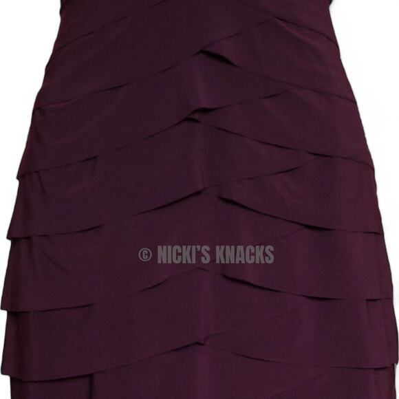 American Living Eggplant Tiered Ruffle V-Neck Sheath Cocktail Dress Size 4 - Picture 5 of 10